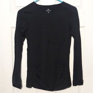 Athleta Black Long Sleeve Shirt w/Mesh Detail
